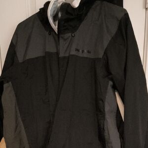 Patagonia Men's Black and Gray Rain Jacket with Hood